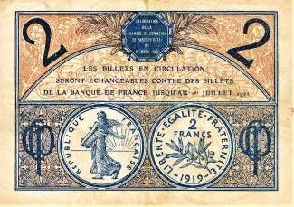 Paris, Department of 2 Francs, 1920 reverse