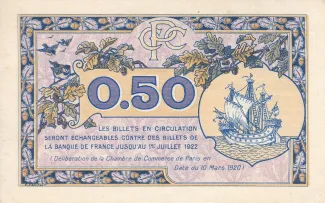 Paris, Department of 50 Centimes, 1920 reverse