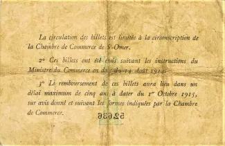 Pas-de-Calais, Department of 1 Franc, 1914 reverse