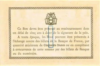 Pas-de-Calais, Department of 1 Franc, 1915 reverse