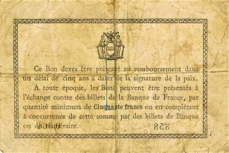 Pas-de-Calais, Department of 1 Franc, 1916 reverse