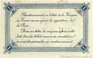 Pas-de-Calais, Department of 1 Franc, 1916 reverse