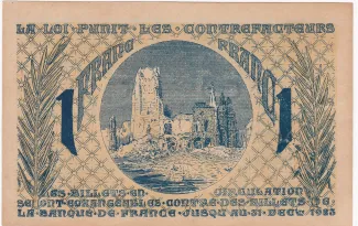 Pas-de-Calais, Department of 1 Franc, 1918 reverse