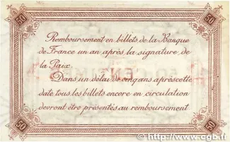 Pas-de-Calais, Department of 50 Centimes, 1916 reverse