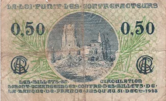 Pas-de-Calais, Department of 50 Centimes, 1918 reverse