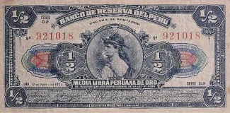 Peru 1/2 Libra Peruana de Oro, 1922-1926 obverse