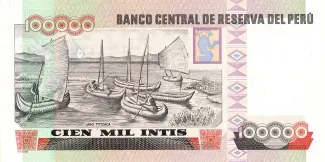 Peru 100.000 Intis, 1989 reverse