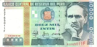 Peru 10.000 Intis, 1988 obverse