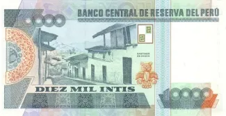 Peru 10.000 Intis, 1988 reverse