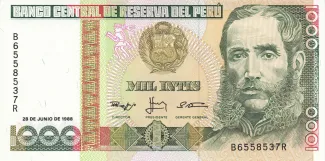 Peru 1.000 Intis, 1986-1988 obverse