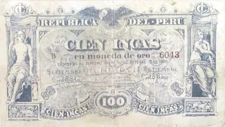 Peru 100 Incas, 1881 obverse