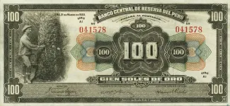 Peru 100 Soles de Oro, 1933-1939 obverse