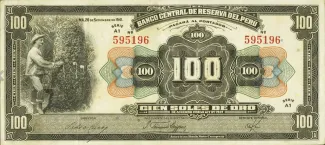 Peru 100 Soles de Oro, 1941-1950 obverse