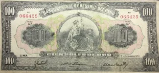 Peru 100 Soles de Oro, 1949-1954 obverse