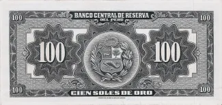 Peru 100 Soles de Oro, 1956-1968 reverse