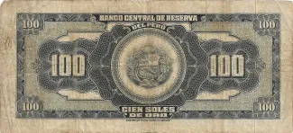 Peru 100 Soles de Oro, 1962-1965 reverse
