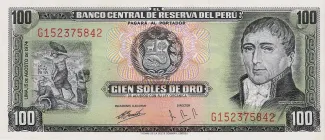 Peru 100 Soles de Oro, 1968-1975 obverse