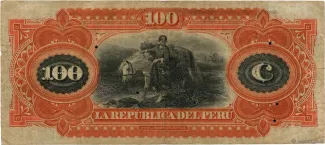 Peru 100 Soles, 1879 reverse