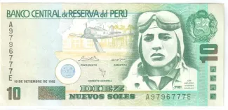 Peru 10 Nuevos Soles, 1991-1992 obverse
