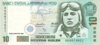 Peru 10 Nuevos Soles, 1994 obverse