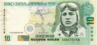 Peru 10 Nuevos Soles, 1997-1999 obverse