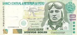 Peru 10 Nuevos Soles, 2001 obverse