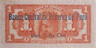 Peru 10 Soles de Oro, 1935 reverse