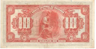 Peru 10 Soles de Oro, 1941-1947 reverse