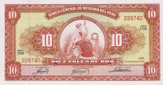 Peru 10 Soles de Oro, 1962-1968 obverse