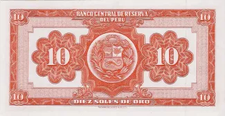 Peru 10 Soles de Oro, 1962-1968 reverse