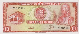 Peru 10 Soles de Oro, 1968-1975 obverse