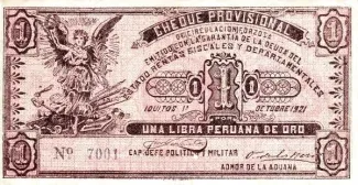 Peru 1 Libra Peruana de Oro, 1921 obverse