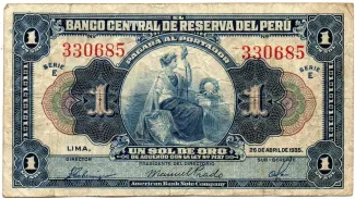 Peru 1 Sol de Oro, 1935 obverse