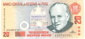 Peru 20 Nuevos Soles, 1991-1992 obverse