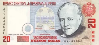 Peru 20 Nuevos Soles, 1996-1997 obverse