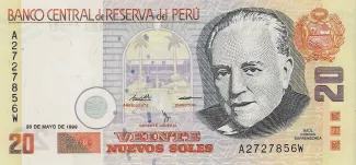 Peru 20 Nuevos Soles, 1997-1999 obverse