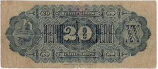 Peru 20 Soles, 1879 reverse