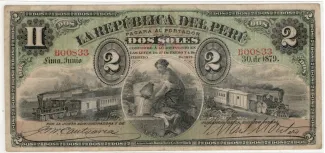 Peru 2 Soles, 1879 obverse
