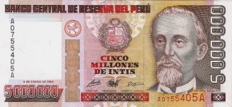 Peru 5.000.000 Intis, 1990 obverse