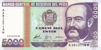 Peru 5.000 Intis, 1988 obverse