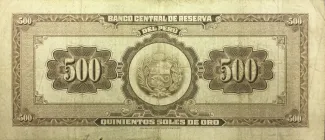 Peru 500 Soles de Oro, 1965 reverse