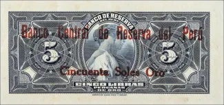 Peru 50 Soles de Oro, 1935 reverse