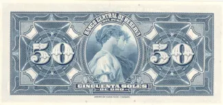 Peru 50 Soles de Oro, 1941-1950 reverse