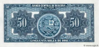 Peru 50 Soles de Oro, 1949-1954 reverse