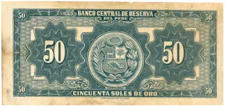 Peru 50 Soles de Oro, 1956-1959 reverse