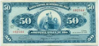 Peru 50 Soles de Oro, 1965 obverse