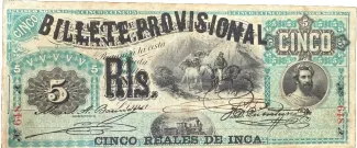Peru 5 Reales de Inca, 1881 obverse