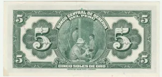 Peru 5 Soles de Oro, 1933-1947 reverse