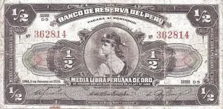 Peru 5 Soles de Oro, 1935 obverse