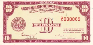 Philippine notgeld 10 Centavos, 1953 image